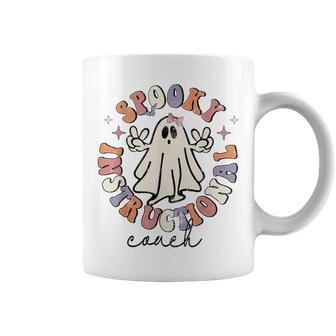 Spooky Instructional Coach Ghost Halloween Teacher Groovy Coffee Mug - Monsterry UK