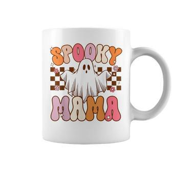 Spooky Mama Halloween Mom Ghost Costume Retro Groovy Coffee Mug - Monsterry