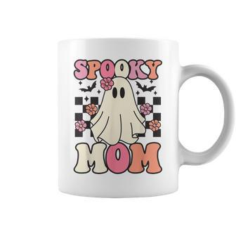 Spooky Mom Halloween Ghost Costume Retro Groovy Coffee Mug - Seseable