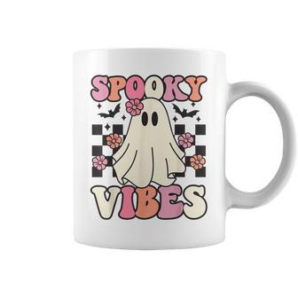 Spooky Vibes Halloween Ghost Costume Retro Groovy Coffee Mug - Seseable