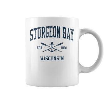Sturgeon Bay Wi Vintage Navy Crossed Oars & Boat Anchor Coffee Mug | Mazezy