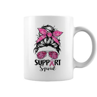 Support Squad Messy Bun Pink Ribbon Breast Cancer Warrior Coffee Mug | Mazezy