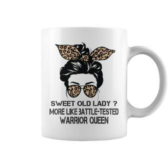 Sweet Old Lady More Like Battle-Tested - Leopard Messy Bun Coffee Mug - Thegiftio UK