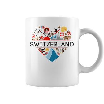 Switzerland Love Illustrated Swiss Symbol Alpine Coffee Mug | Mazezy