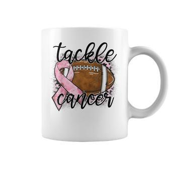 Tackle Breast Cancer Leopard Football Pink Ribbon Awareness Coffee Mug - Seseable