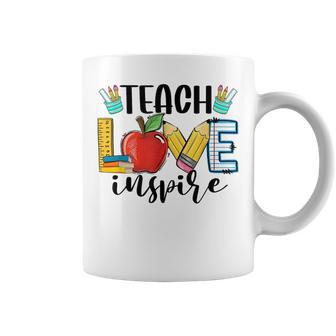 Teach Love Inspire Cute Teacher Teaching 1St Day Of School Coffee Mug - Seseable