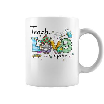 Teach Love Inspire Funny Gnome Back To School Prek Teachers Coffee Mug - Seseable