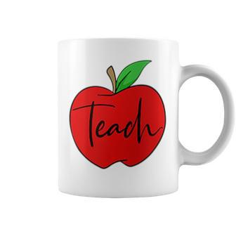 Teach Proud Teacher Teaching Job Pride Apple Pocket Print Coffee Mug | Mazezy