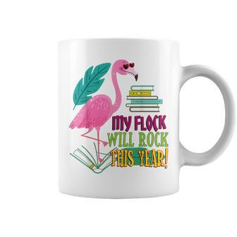 Teacher Flamingo My Flock Will Rock First Day School Coffee Mug - Thegiftio UK