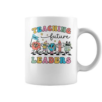 Teaching Future Leaders Groovy Teacher Colorful Crayon Apple Coffee Mug - Monsterry UK