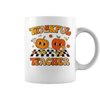 Thankful Teacher Retro Groovy Thanksgiving Fall Men Coffee Mug | Mazezy