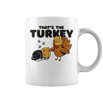 Thanksgiving Cat Fake Cat Thanksgiving Turkey Coffee Mug - Monsterry