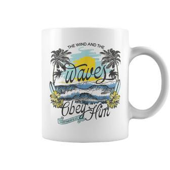 The Wind And The Waves Obey Him Retro Christian Religious Coffee Mug | Mazezy