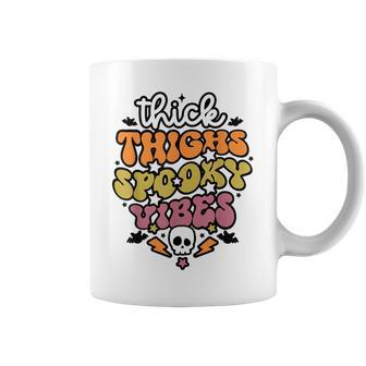 Thick Thighs And Spooky Vibes Retro Vintage Halloween Halloween Funny Gifts Coffee Mug | Mazezy