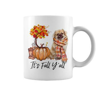 Tibetan Spaniel It's Fall Y'all Pumpkin Tree Coffee For Coffee Lovers Coffee Mug | Mazezy