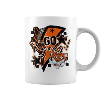 Tigers School Football Sports Fan Team Spirit Black Orange Coffee Mug - Seseable