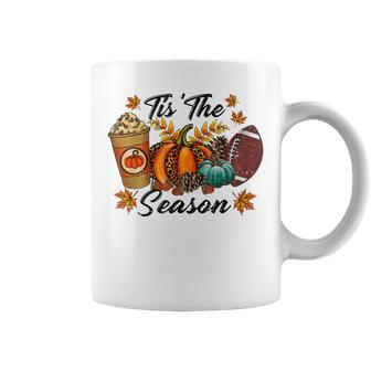 Tis The Season Pumpkin And Spice Football Halloween Fall Halloween Coffee Mug | Mazezy