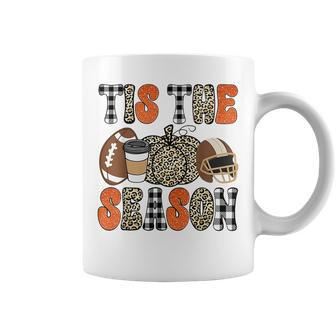 Tis The Season Thanksgiving Football Fall Vibe Leopard Plaid Coffee Mug | Mazezy