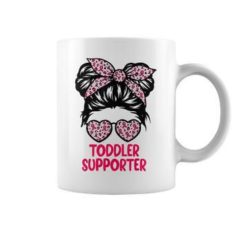 Toddler Supporter Messy Bun Breast Cancer Girl Toddler Kid Coffee Mug - Thegiftio UK