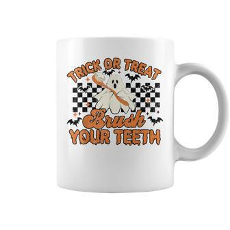 Trick Or Treat Brush Your Th Ghost Halloween Dental Coffee Mug - Monsterry AU