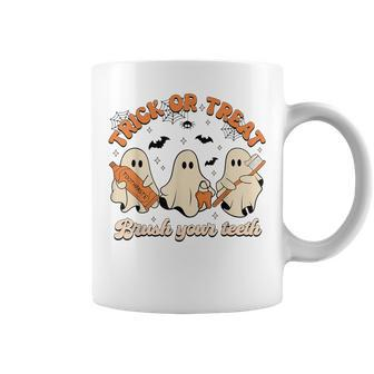Trick Or Treat Brush Your Th Halloween Dentist Ghost Coffee Mug - Thegiftio UK