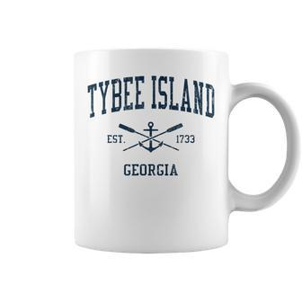 Tybee Island Ga Vintage Navy Crossed Oars & Boat Anchor Coffee Mug | Mazezy