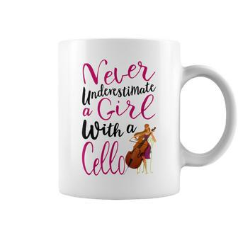 Never Underestimate A Girl With A Cello Cool Quote Coffee Mug - Seseable