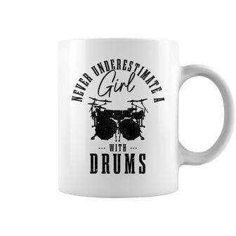 Never Underestimate A Girl With Drums Drummer Coffee Mug | Mazezy