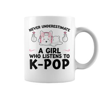 Never Underestimate A Girl Who Listens To K-Pop K-Pop Bunny Coffee Mug - Thegiftio UK