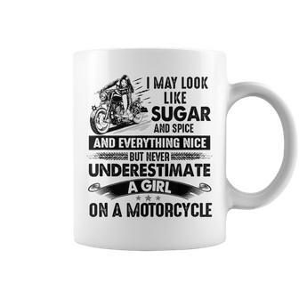 Never Underestimate A Girl On A Motorcycle Biker Motorcycle Coffee Mug | Mazezy CA