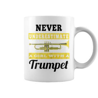 Never Underestimate A Girl With A Trumpet Band Coffee Mug - Monsterry