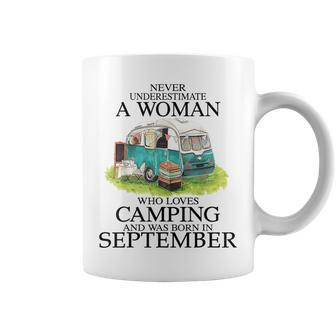 Never Underestimate Who Loves Camping September Coffee Mug - Monsterry AU