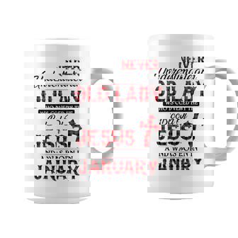 Never Underestimate An Old Lady Who Is Covered By-January Coffee Mug - Seseable