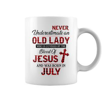 Never Underestimate An Old Lady Who Is Covered By-July Coffee Mug | Mazezy