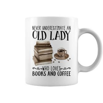 Never Underestimate An Old Lady Who Loved Books And Coffee Coffee Mug | Mazezy