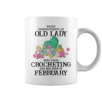 Never Underestimate An Old Lady Who Loves Crocheting Coffee Mug - Thegiftio UK
