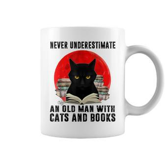 Never Underestimate An Old Man With Cats And Books Coffee Mug - Seseable