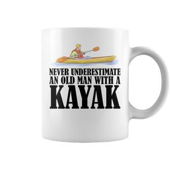 Never Underestimate An Old Man With A Kayak Paddle Canoe Coffee Mug - Seseable