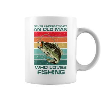 Never Underestimate A Old Man Who Loves Fishing Bass Vintage Coffee Mug - Seseable
