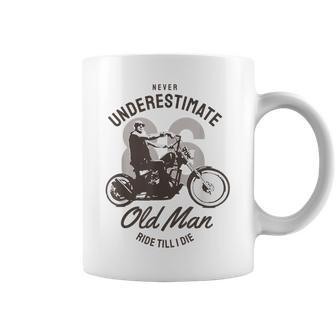 Never Underestimate Old Man Ride Motorcycle Rider Biker Coffee Mug - Seseable
