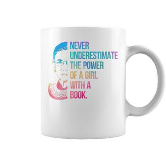 Never Underestimate The Power Of A Girl With A Book Rainbow Coffee Mug - Thegiftio UK