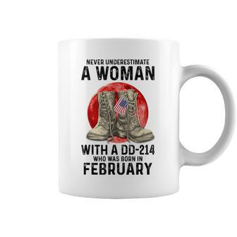 Never Underestimate A Woman With A Dd-214 February Coffee Mug | Mazezy