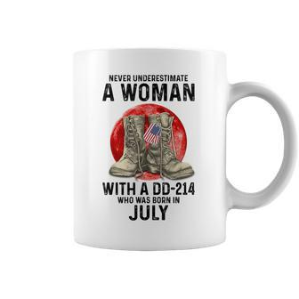 Never Underestimate A Woman With A Dd-214 July Coffee Mug | Mazezy
