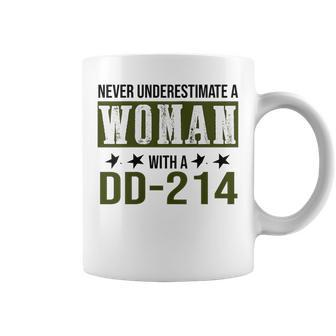 Never Underestimate A Woman With Dd-214 Military Veteren Coffee Mug | Mazezy UK