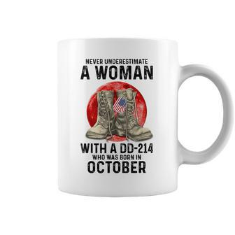Never Underestimate A Woman With A Dd-214 October Coffee Mug | Mazezy