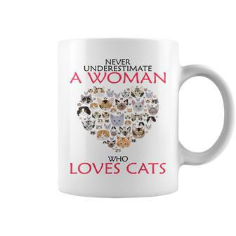 Never Underestimate A Woman Who Loves Cats T Coffee Mug - Seseable