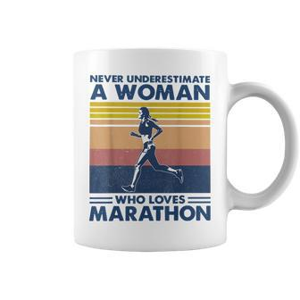 Never Underestimate A Woman Who Loves Marathon Coffee Mug | Mazezy