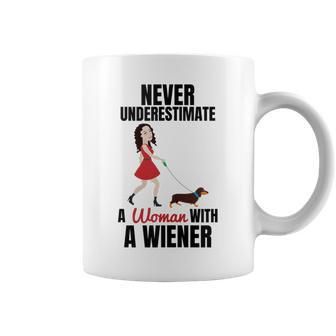 Never Underestimate A Woman With A Wiener Dachshund Coffee Mug - Seseable