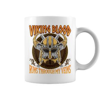Viking Blood Runs Through My Veins Norse Nordic Mythology Coffee Mug | Mazezy