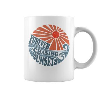 Vintage Forever Chasing Sunsets Retro 70S Beach Vacation Coffee Mug - Seseable